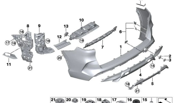 Embudo de absorción derecho para BMW F95N (OEM 51128086220). Original BMW