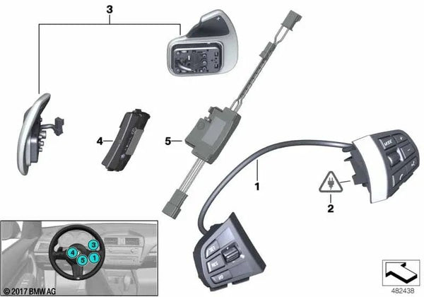 Interruptor Volante Multifuncional Deportivo para BMW F25 (OEM 61319230229). Original BMW