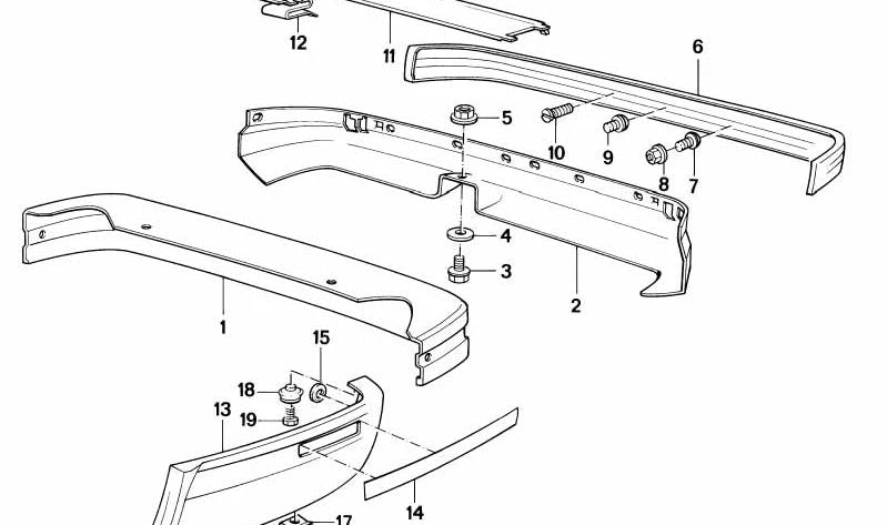 Moldura lateral OEM 51121967517 para BMW E24. Original BMW.