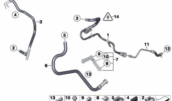 Tubería de suministro de combustible OEM 13537810785 para BMW F25, F26 (X3, X4). Original BMW