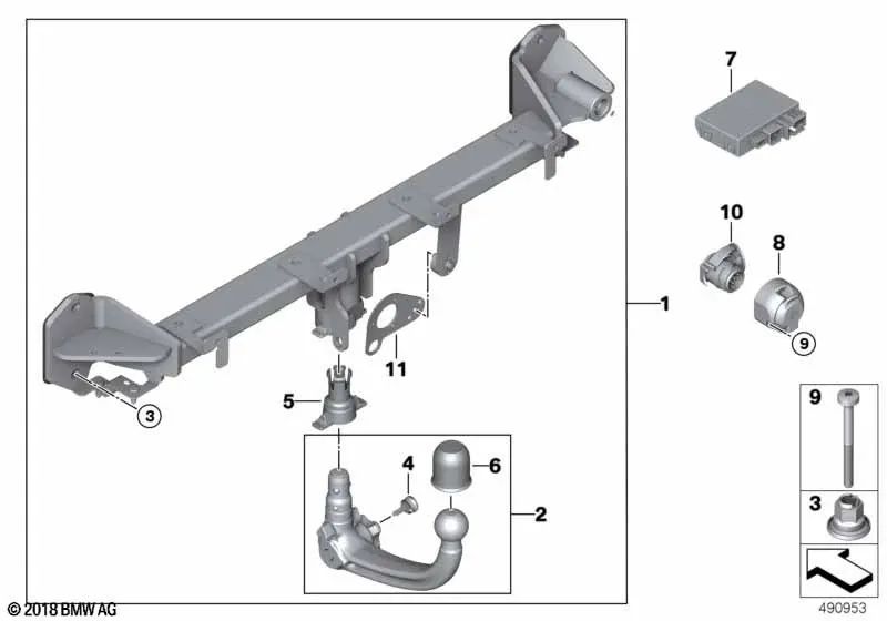 Detachable tow hook for BMW G30, G31 (OEM 71606881451). Original BMW