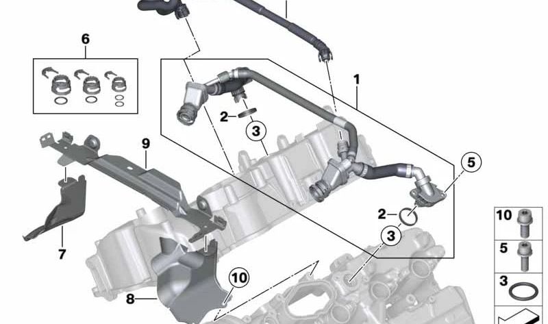 Junta tórica OEM 11157847364 para BMW F07, F10, F11, G30, F06, F12, F13, F01, F02, G11, G12, F15, F85, F16, F86. Original BMW.