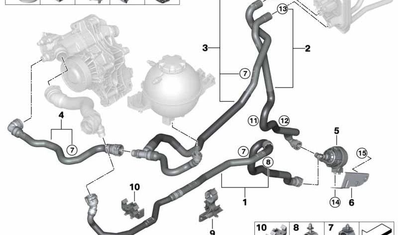 Manguera de refrigerante OEM 64218072951 para BMW F97, F98. Original BMW.