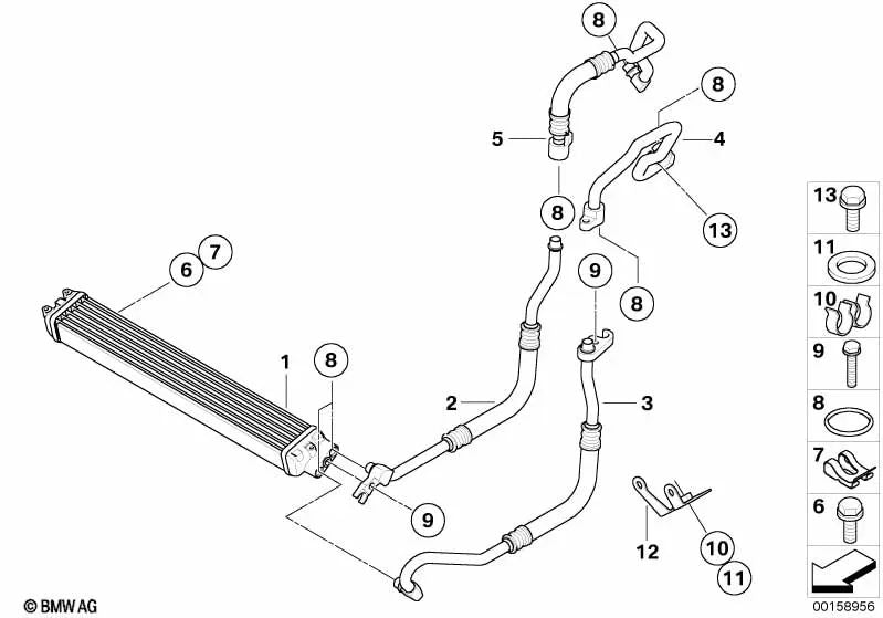 Manguera de retorno para enfriador de aceite del motor para BMW E65 (OEM 17227966261). Original BMW