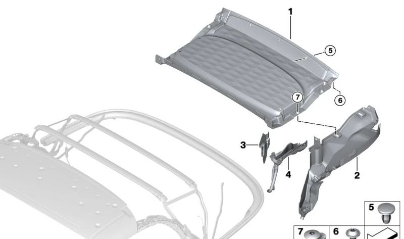 Canal de drenaje superior derecho para varios modelos/series de BMW (OEM 51177955802). Original BMW.