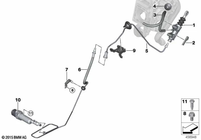 Kupplungsnehmerzylinder für BMW F40, F52, F44, F45, F46, F48, F39 (OEM 21526854659). Original BMW