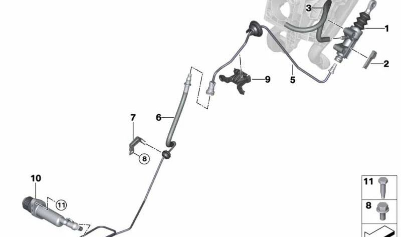 Línea de embrague interior para BMW Serie 1 F40, Serie 2 F44, F45, F46, X1 F48, X2 F39 y MINI F54, F55, F56, F57, F60 (OEM 21526854648). Original BMW