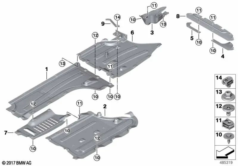 Left tank lower liner for BMW X3 F97, G01 (OEM 51757394809). Genuine BMW