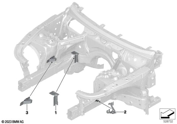 Soporte del latiguillo de freno derecho para BMW Serie 5 F90, G30, G31, G38, G60, Serie 6 G32, Serie 7 G11, G12, Serie 8 F91, G14 (OEM 41007412934). Original BMW