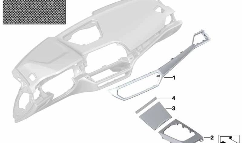 Blende I-Tafel Alugewebe Copilot for BMW 3 Series G20N, G21N, 4 Series G22 (OEM 51457993846). Genuine BMW