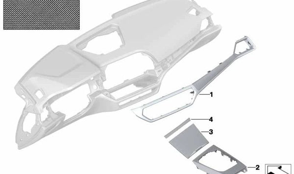 Blende I-Tafel Alugewebe Copiloto para BMW Serie 3 G20N, G21N, Serie 4 G22 (OEM 51457993846). Original BMW