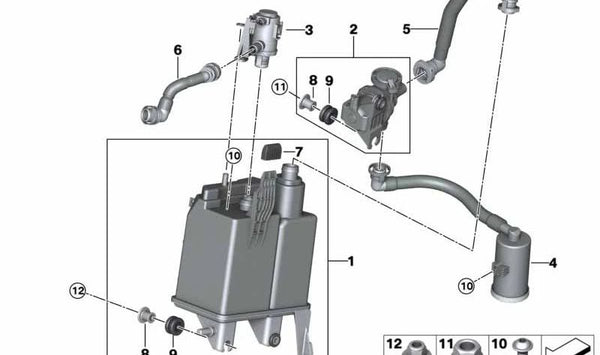 Tubo flexible para BMW X5 F15 (OEM 16117438140). Original BMW