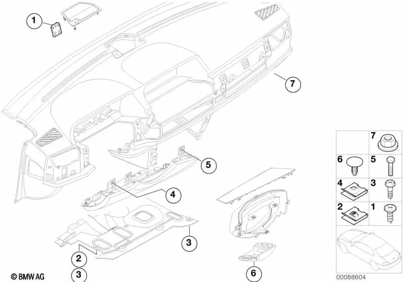 C-Clip Blechmutter para BMW Serie 5 E60, E61, Serie 6 E63, E64, Serie 7 E65, E66, F01, F02, F04, i I01 (OEM 07149128047). Original BMW