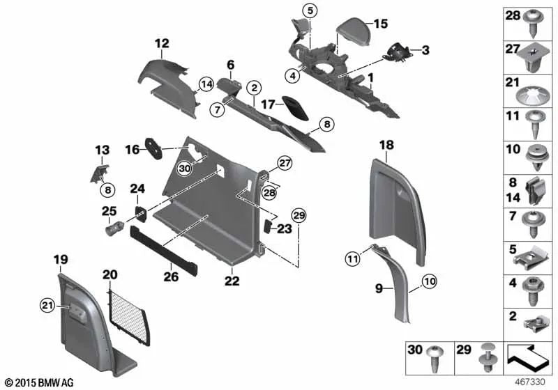 Revestimiento del maletero izquierdo para BMW F26 (OEM 51477337587). Original BMW