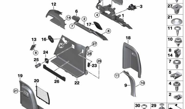 Cubierta de Altavoz derecha para BMW F26 (OEM 51437364034). Original BMW