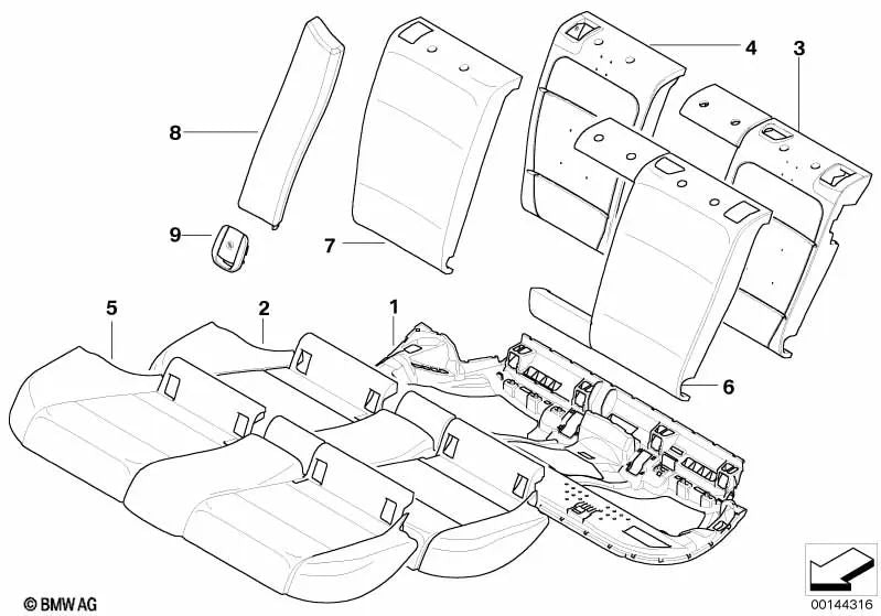 Funda respaldo cuero sintético izquierda para BMW Serie 3 E91, E91N (OEM 52207161249). Original BMW.