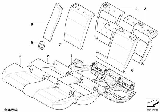 Funda respaldo cuero sintético izquierda para BMW Serie 3 E91, E91N (OEM 52207161249). Original BMW.