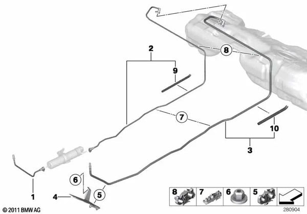 Línea de retorno de combustible para BMW Serie 3 F34, F34N (OEM 16117277713). Original BMW