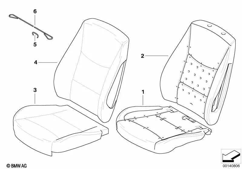 Funda Respaldo Tela Derecha para BMW Serie 3 E90, E90N, E91 (OEM 52107147682). Original BMW.