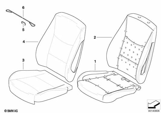 Funda Respaldo Cuero Sintético Izquierda para BMW E90, E90N, E91, E91N (OEM 52107147685). Original BMW.