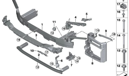 Amortiguador superior para BMW X5 G05, G18 (OEM 51118069212). Original BMW