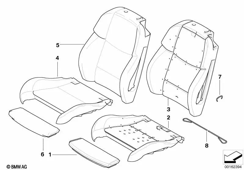 Seat Cushion for BMW 3 Series E90, E90N, E92, E92N (OEM 52108042873). Original BMW.