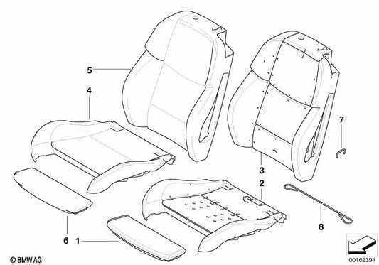 Seat Cushion for BMW 3 Series E90, E90N, E92, E92N (OEM 52108042873). Original BMW.