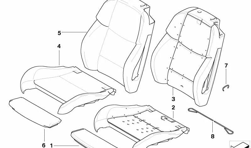 Funda reposamuslos OEM 52107843456 para BMW E90, E92. Original BMW.