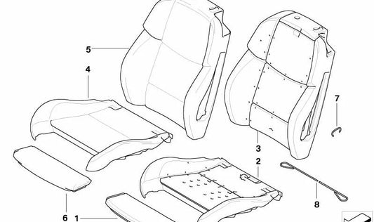 Funda reposamuslos OEM 52107843456 para BMW E90, E92. Original BMW.