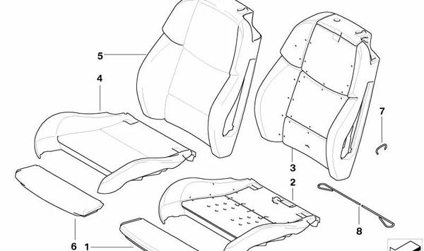 Funda reposamuslos OEM 52107843456 para BMW E90, E92. Original BMW.