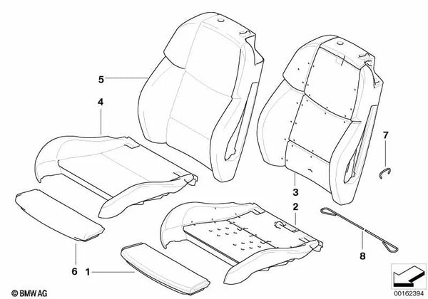 Colchón del Asiento para BMW Serie 3 E90, E90N, E92, E92N (OEM 52108042873). Original BMW.