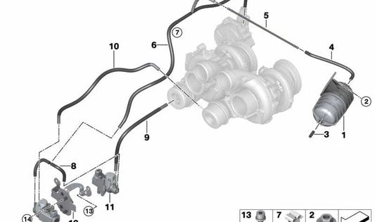 Tubo de vacío para BMW F85, F86 (OEM 11657848346). Original BMW