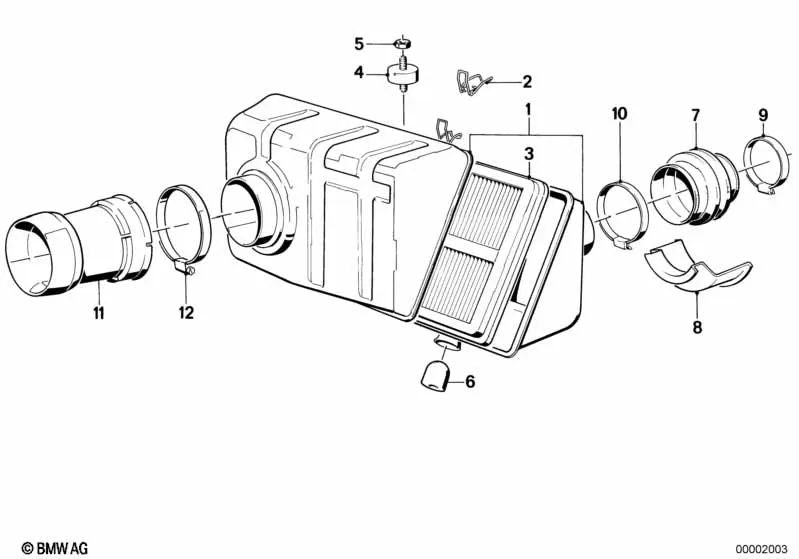 Silenciador de ruido de admisión para BMW E30, E28 (OEM 13712240097). Original BMW.