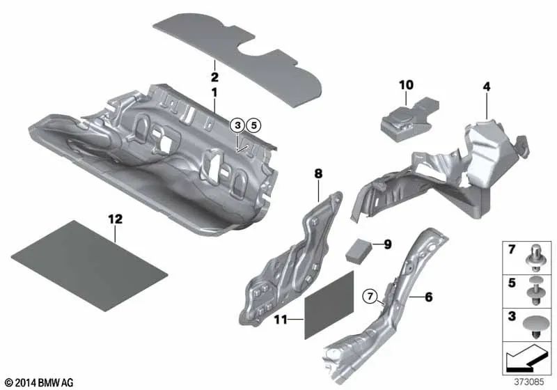 Aislamiento acústico puerta trasera izquierda para BMW F34, F34N (OEM 51487343921). Original BMW.