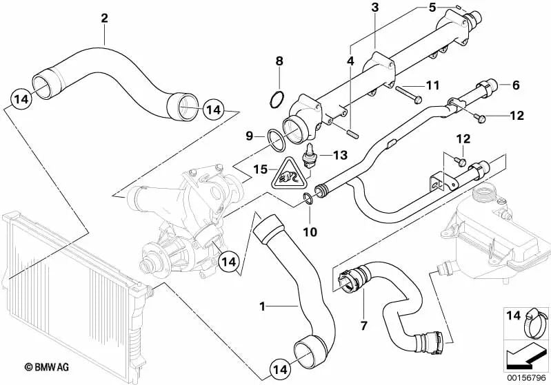 Manguera de agua para BMW E46, F30 (OEM 11537831026). Original BMW