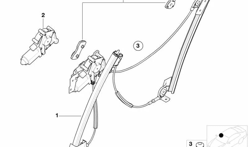 Juego de fijación para ventanilla lateral para BMW E52 (OEM 51337019010). Original BMW