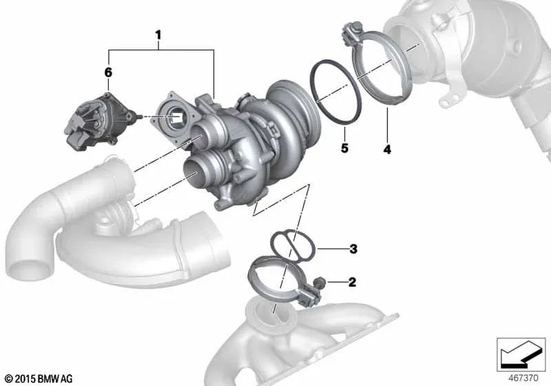 Abrazadera en V para BMW F07, F10, F11, G30, F06, F12, F13, F01N, F02N, E70, F15, G05, E71, F16, X7 G07 (OEM 11657620507). Original BMW