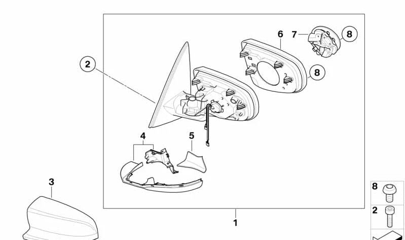 Right ratchet mechanism cover for BMW E70, E71 (OEM 51167233056). Original BMW