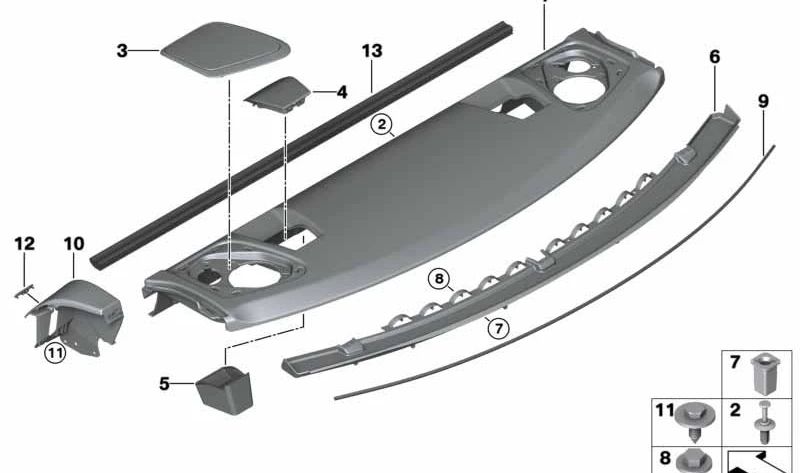 Belt guide trim cover left OEM 51467351683 for BMW 2 Series (F22), BMW M2 (F87). Original BMW.