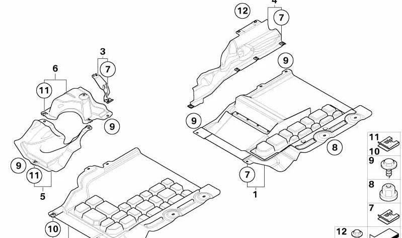 Protección del sistema de escape delantero para BMW E83, E83N (OEM 51713422360). Original BMW.