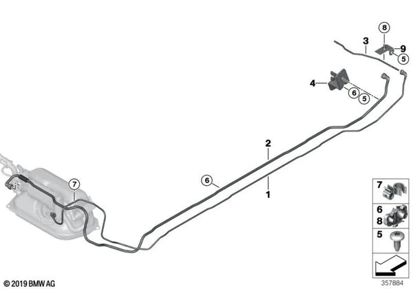 Tubería de retorno para BMW i I01, I01N (OEM 16127399374). Original BMW.