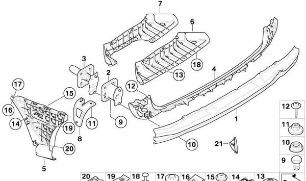 Tornillo hexagonal OEM 07147117789 para BMW E60, E61, E63, E64. Original BMW.