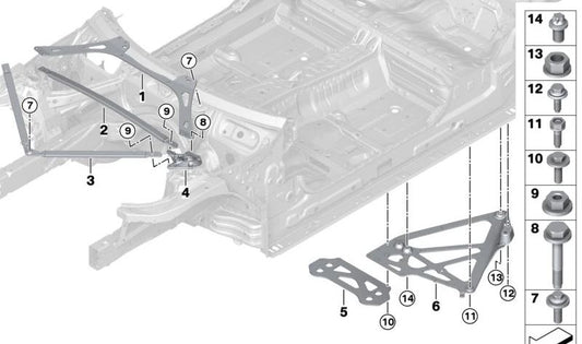 CHASIS Renfort Support OEM 33319504177 pour BMW G80, G81, G82, G83. BMW d'origine.