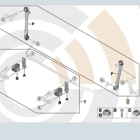 Kit de reparación de soportes oscilantes para BMW Serie 5 E39 (OEM 33322296223). Original BMW