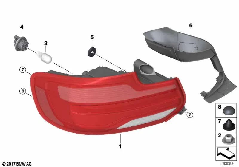 Junta de luz trasera para BMW Serie 2 F22N, F23N, F87N (OEM 63217490927). Original BMW.