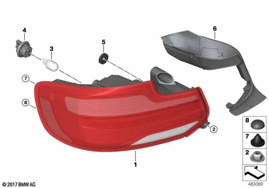 Junta de luz trasera para BMW Serie 2 F22N, F23N, F87N (OEM 63217490927). Original BMW.