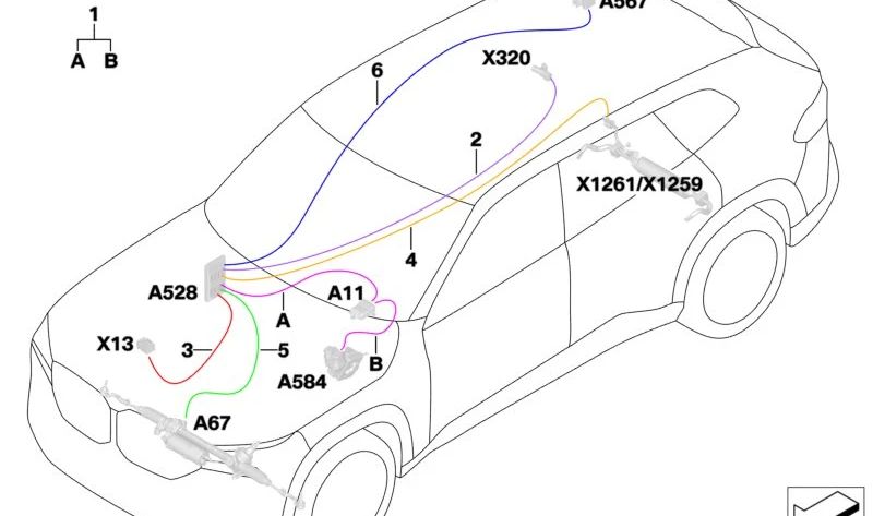 Cable de reparación Flexray para BMW X5 F95N, G05N, X6 F96N, G06N, X7 G07, G07N (OEM 61125A76394). Original BMW