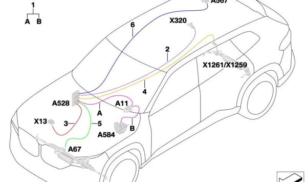 Cable de reparación Flexray para BMW XM G09 (OEM 61125A831A6). Original BMW