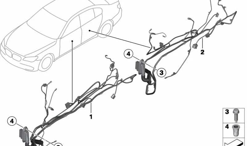 Arnés de cables de puerta lado del conductor para BMW Serie 5 F10, F11 (OEM 61129320494). Original BMW.