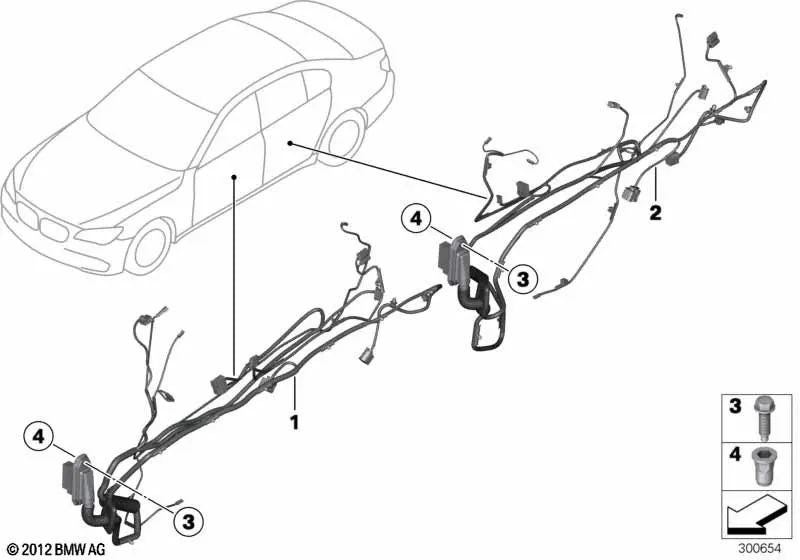 Arnés de cableado de puerta, lado del conductor para BMW F10, F11 (OEM 61129282068). Original BMW